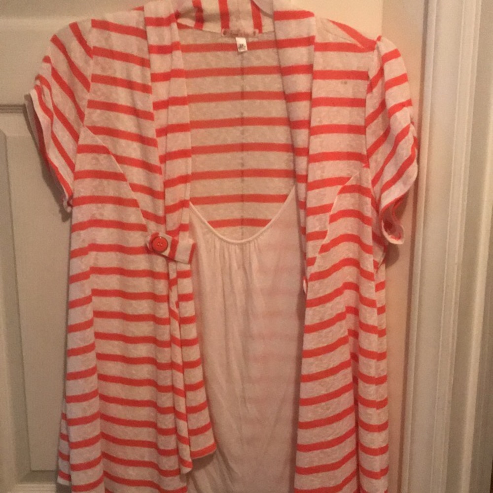 Belk Free 2 Luv striped red + white t-shirt blouse